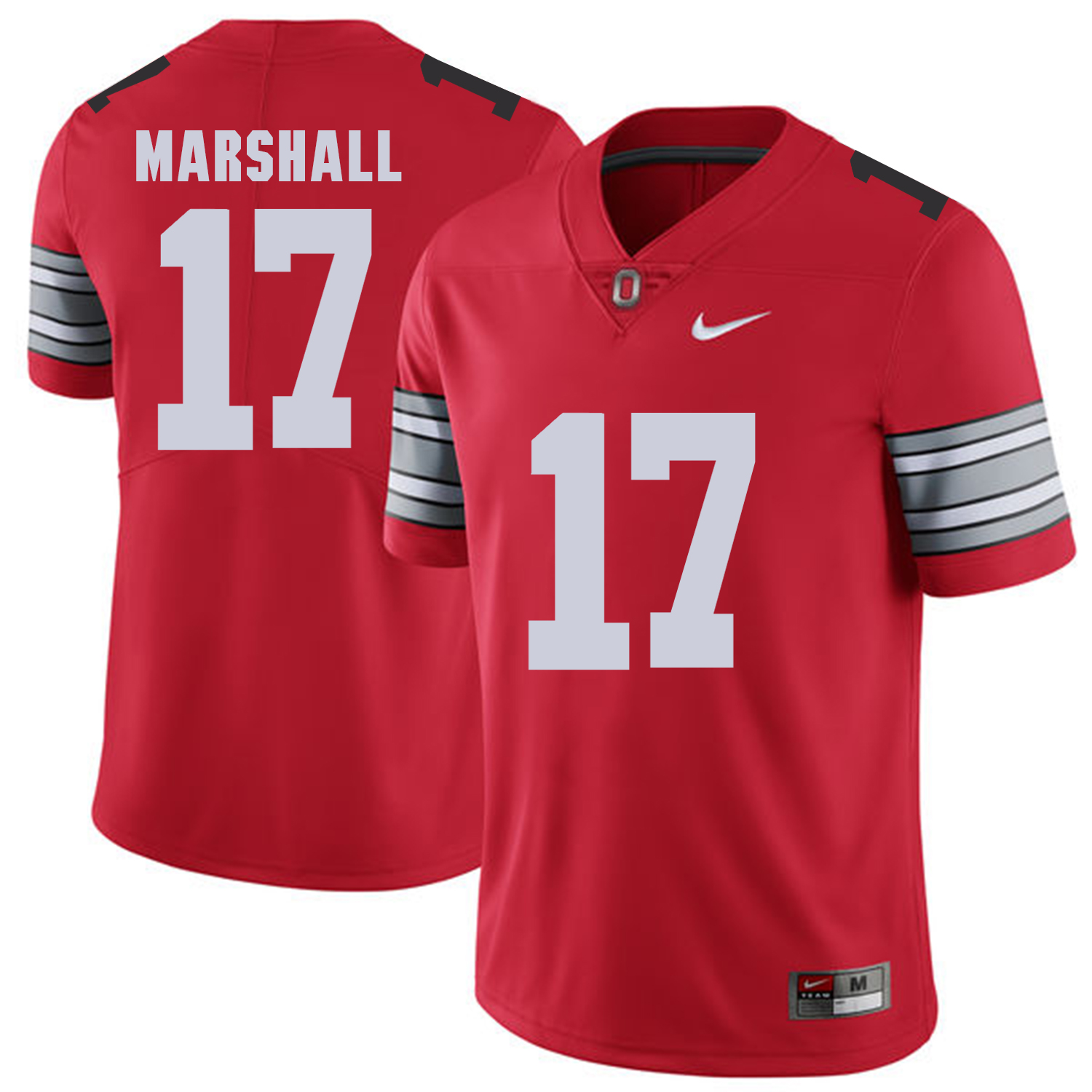 Men Ohio State #17 Marshall Red Customized NCAA Jerseys->customized ncaa jersey->Custom Jersey